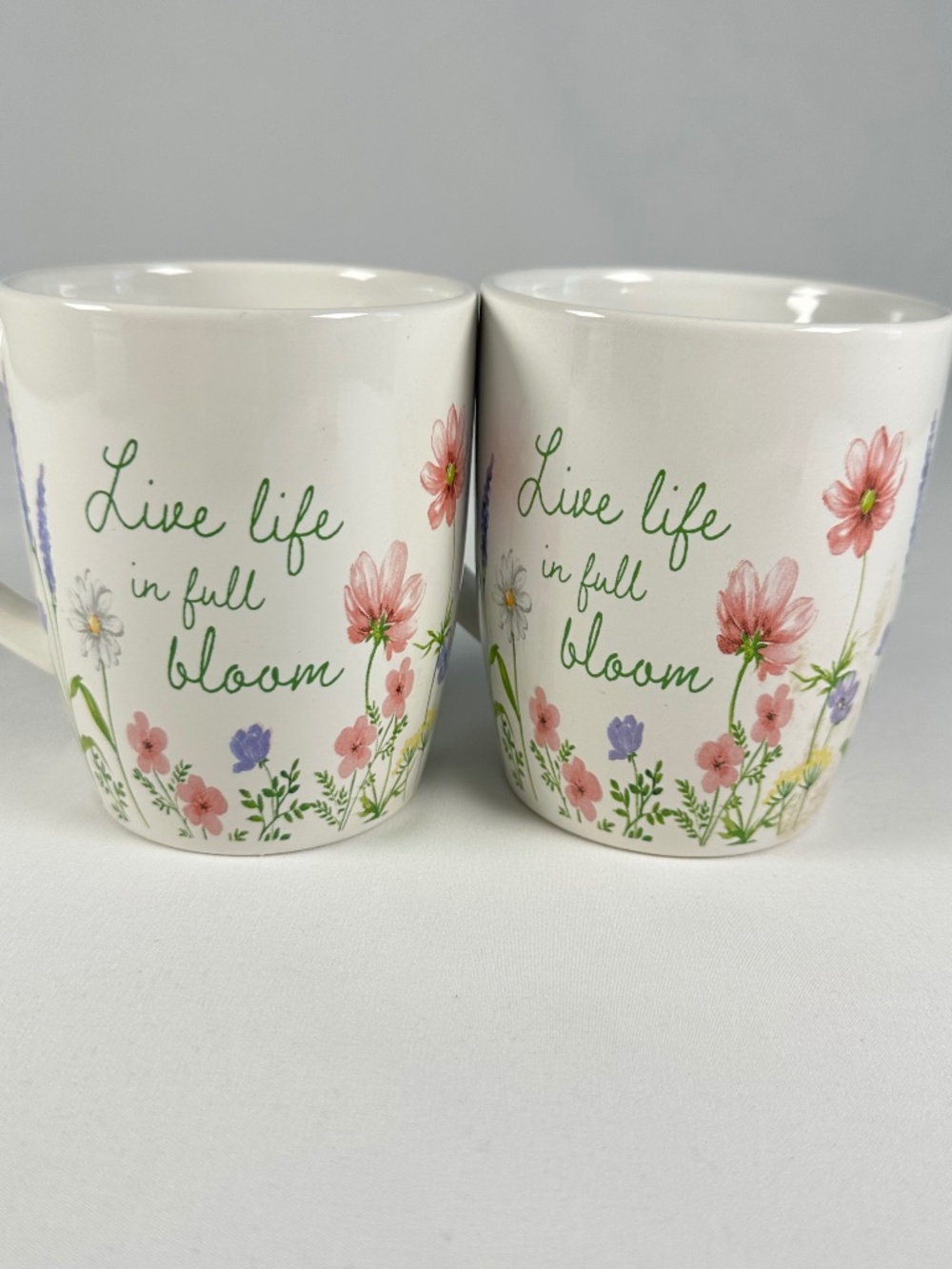 Wildflower Theme Stoneware Mug Royal Norfolk Set of 2 White Multicolor 14 Fl.Oz.